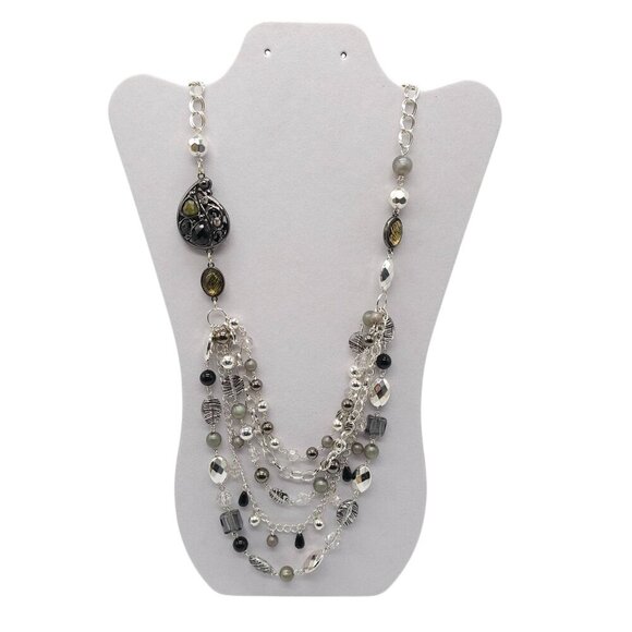 Style & Co. Multi-Layer Statement Necklace With Beaded Chains Decorative Accents - Picture 1 of 9
